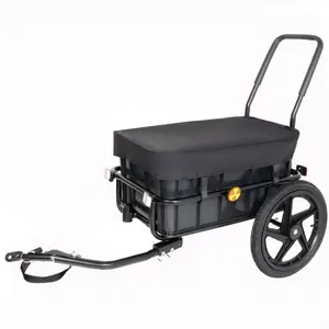 ARCH 2-in-1 Bike Cargo Trailer Pushcart with Removable Box and Waterproof Cover, Bicycle Trailer Stroller for Kids or Pets, Heavy Duty Utility Cart with Tow Hitch and Handlebar, Black, for Camping Grocery Garden, Home Furniture and Household