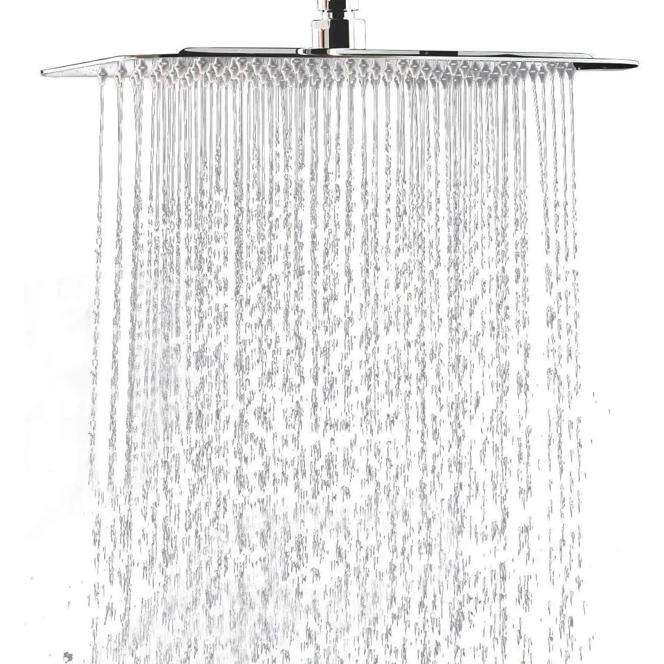 Shower , 16 Inch High  Flow Rainfall Shower, Square Ultra Thin Waterfall Bath Showerhead with  Nozzle and Adjustable Metal Swivel Ball Joint, Stainless Steel, Polished Finish