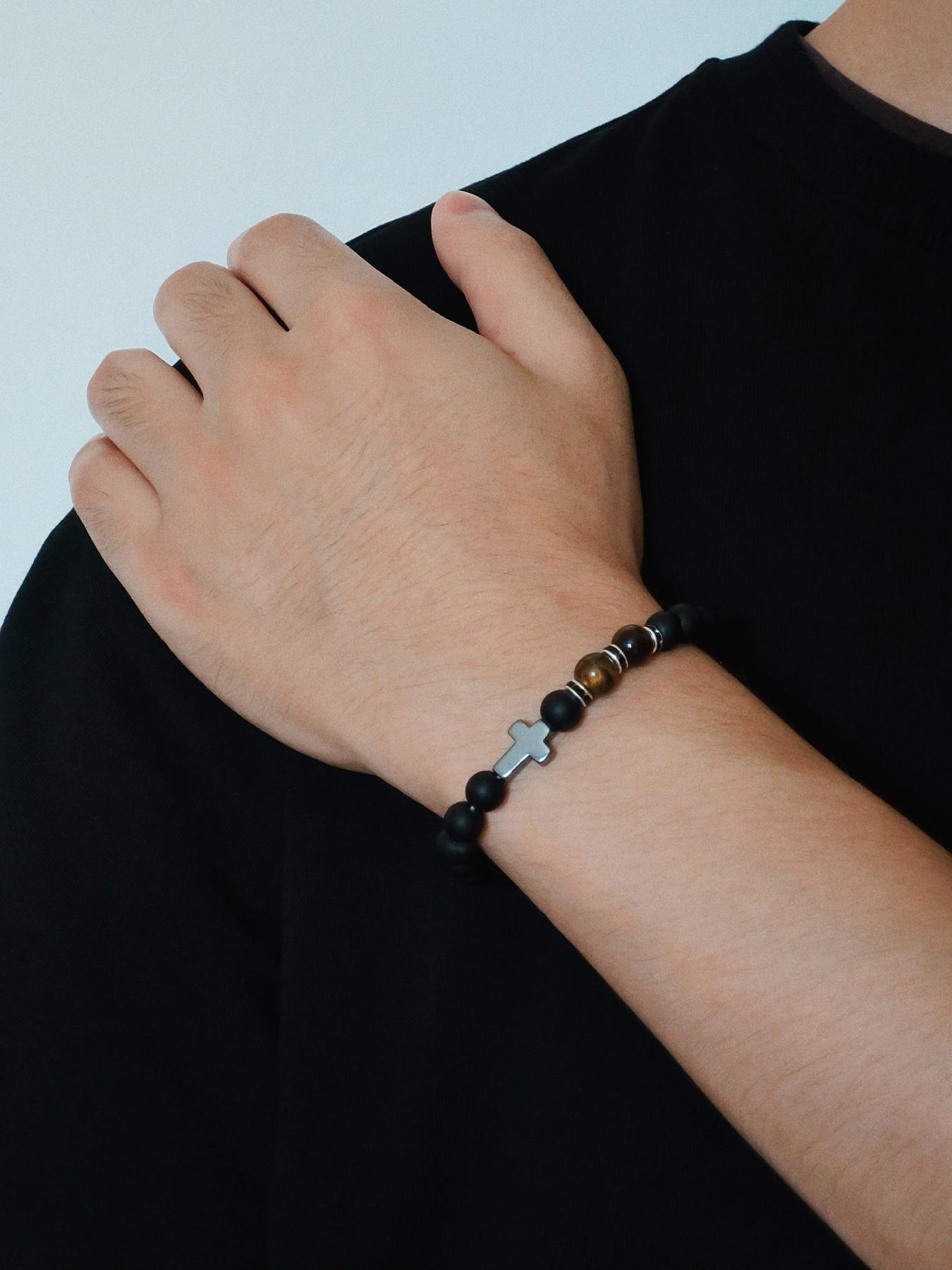 Cross Beaded Bracelet, Stackable Bracelets, Fashionable Beaded Bracelet for Men & Women, Trendy All-match & Exquisite Jewelry for Birthday Gift