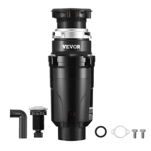 VEVOR Garbage Disposal, 1/2HP 3450RPM Continuous Feed Food Waste Disposer, EZ Connect Food Waste Grinding System with Power Cord Splash Guard for Kitchen Sinks