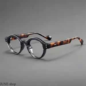 Women’s Retro Small Round Frame Blue Light Blocking Glasses, Lightweight Non Prescription Eyewear Featuring Trendy Color Block Rice Grain Design For Eye Protection During Daily Office Work And Student Study Use