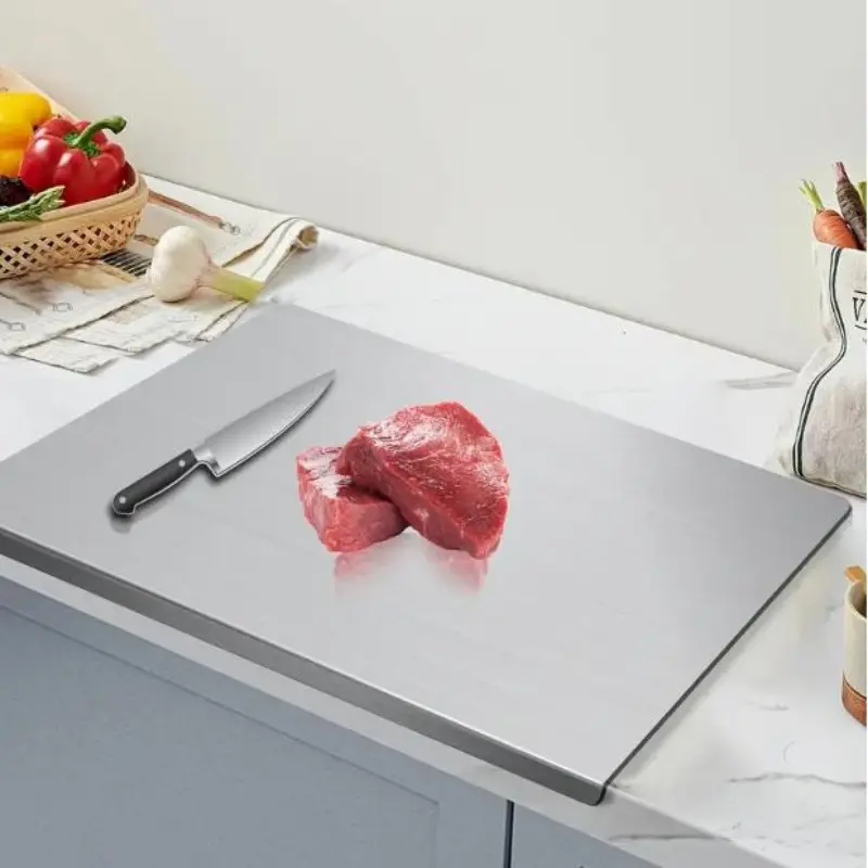 Stainless Steel Food Cutting Board 40x30cm/40*50cm, DurableLarge Kitchen Chopping Block for Meat, Fruit, Vegetablesand Baking, Easy to Clean, Suitable for Daily Use， Kitchen Accessories, Home Supplies