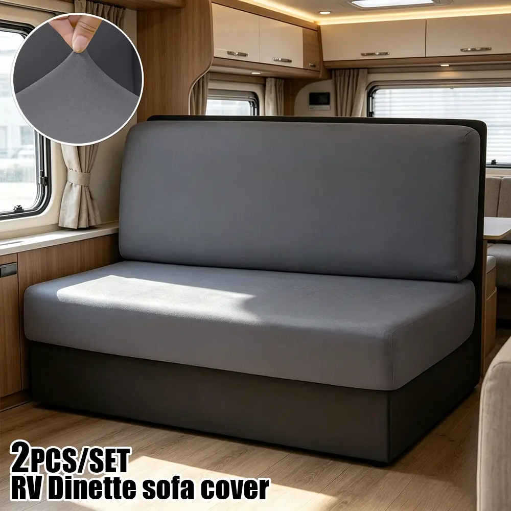 2pcs/set RV Dinette Sofa Covers Washable Thin Breathable Dust-proof Seat Cover Bench Case Decor Four Season Universal Protective Cover Camper Car Sofa Slipcovers Couch Covers