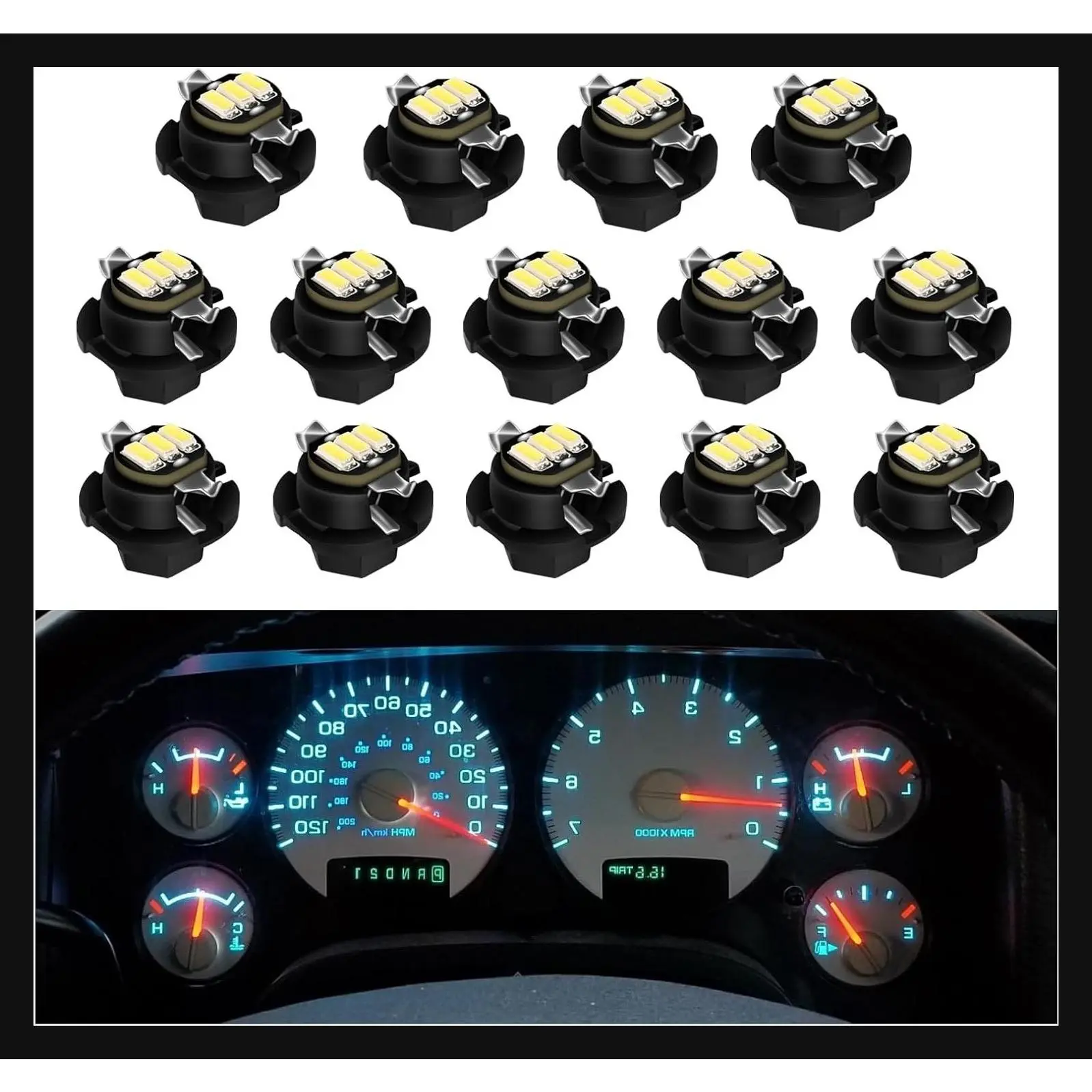 Instrument Gauge Cluster Panel Speedometer LED Light Bulb Kit Replacement for 2002-2006 Ram 1500 2500 3500, White, 14-Pack
