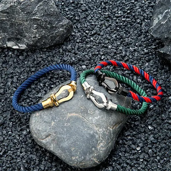 Nautical Rope Bracelet Men - Heavy Duty Braided Shackle Anchor Chain Bracelet with Stainless Steel Clasp, Waterproof Adjustable Men's Jewelry for Everyday & Adventure Style