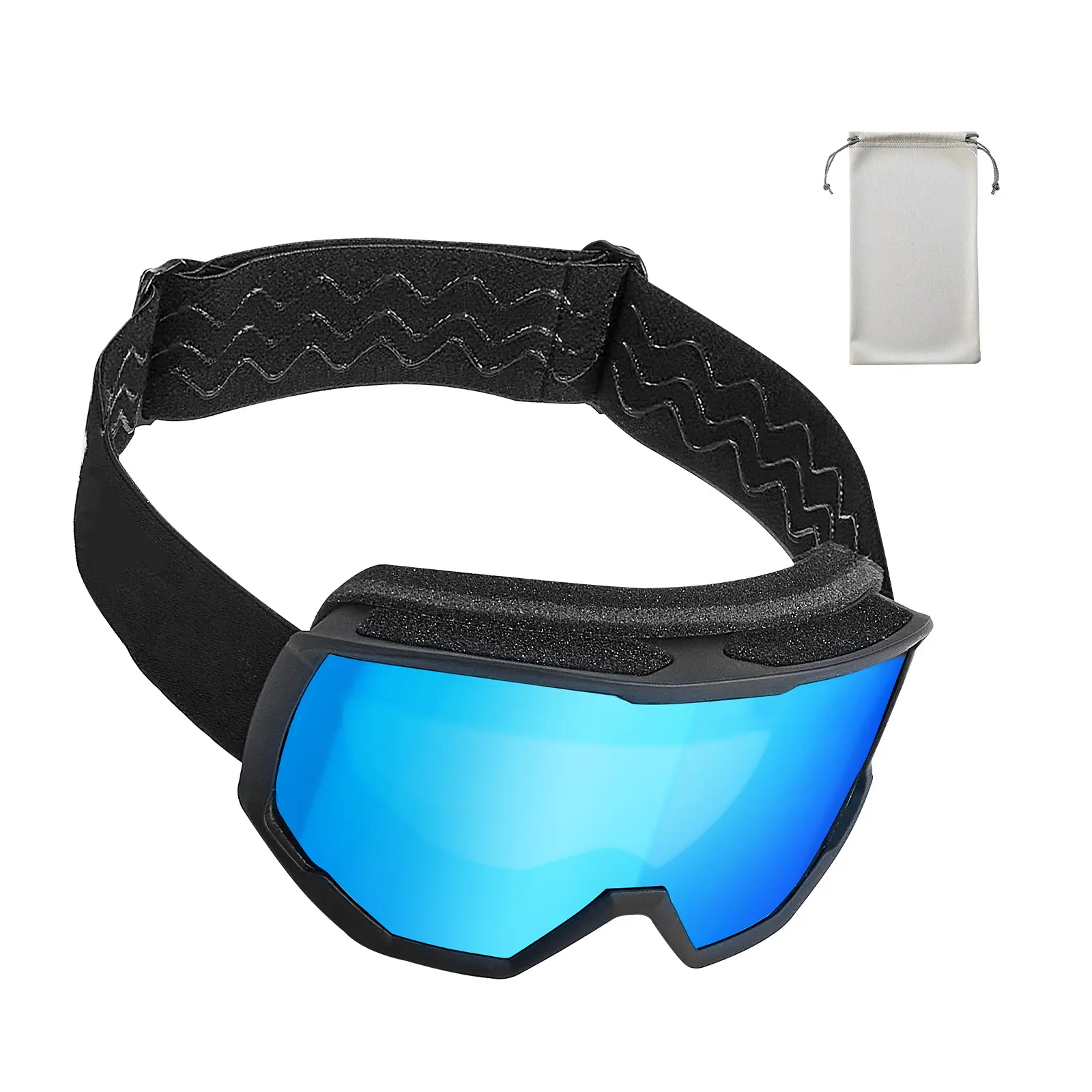 Ski Goggles, Cylindrical Lens with Ice Blue Revo Coating, TPU Frame & Ventilation Structure