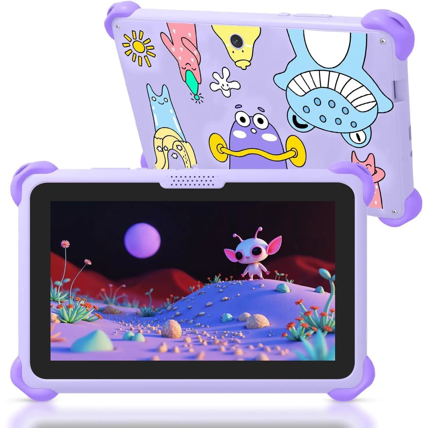 Kids Tablet 7 Inch Tablets for Kids 32GB Toddler Tablet with Protective Case Child Learning Tablets with WiFi, Parental Control, GMS, Preinstalled Educational Contents for Girls Boys for Gifts(Purple)