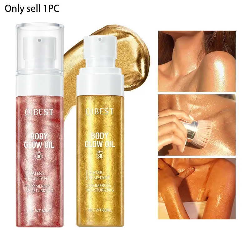 Shimmering Body Glow Oil Long Lasting Moisturizing Waterproof Non Sticky Highlighter For Full Body Use