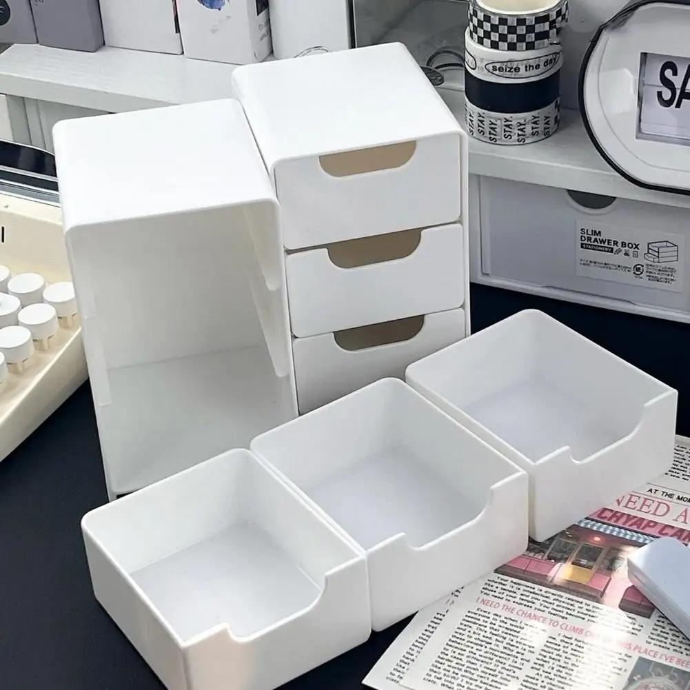 6-Grid Storage Box Organizer, Dustproof Stackable Desktop Container with Drawers, Large Capacity Cosmetic Organizer Rack, Desktop Organizer Bins