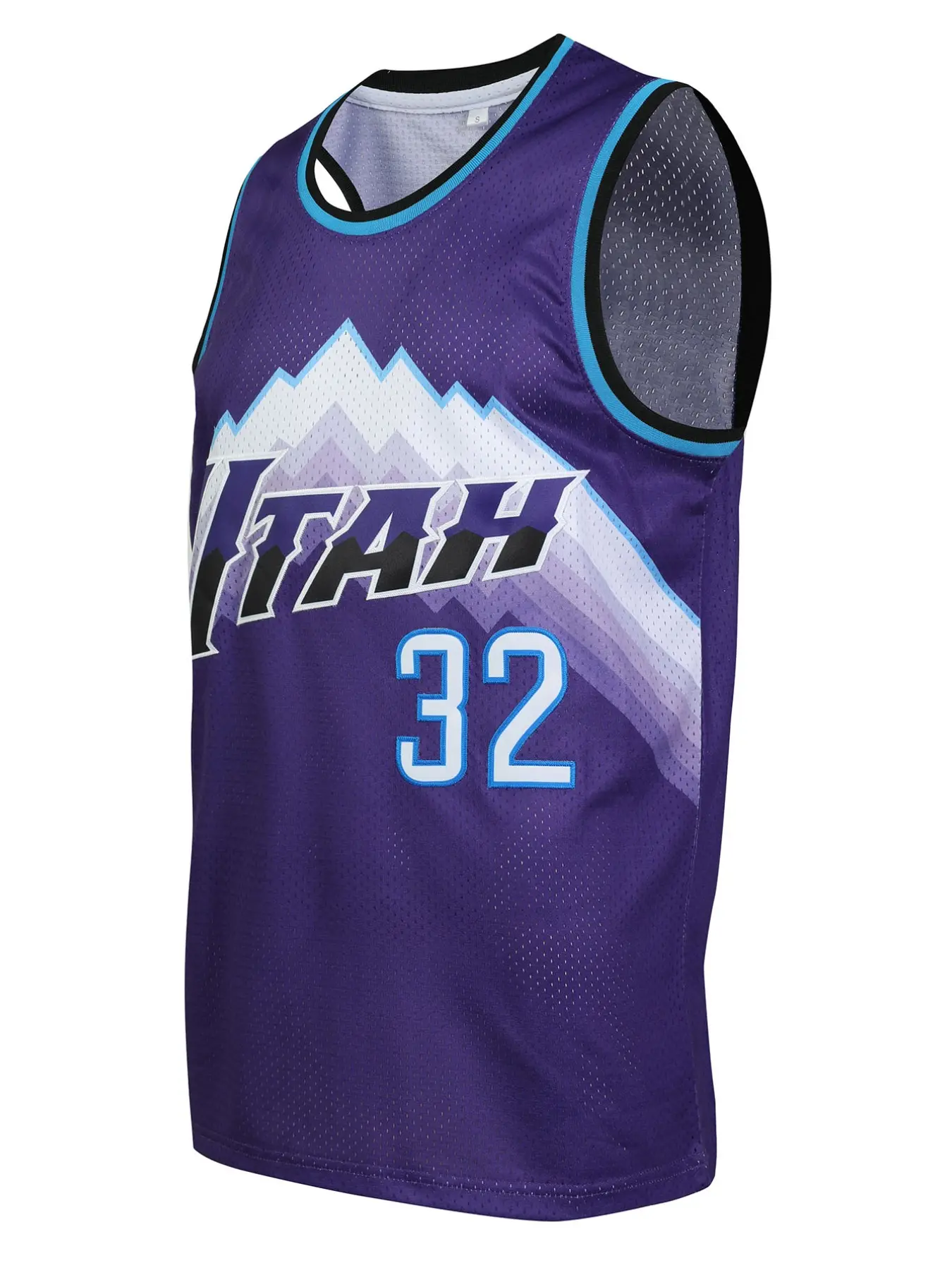Men's 32 Purple Basketball Jersey, Embroidered Sports Top, Casual Fitted Long Sleeve Tee, H-Type Silhouette, Unlined Design, Casual Sporty Top, Embroidery Basketball Jersey