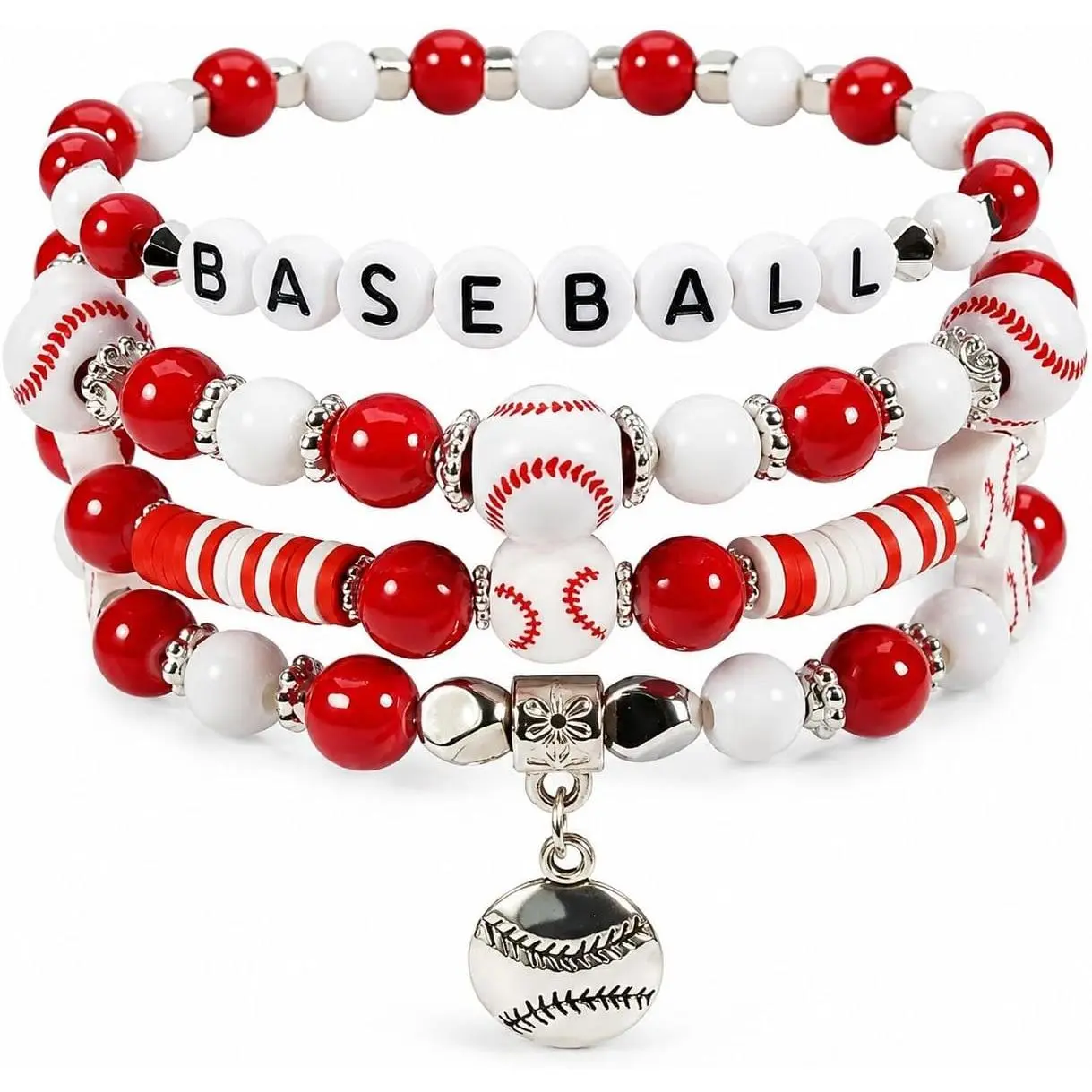 Day Bracelets for Women Football Baseball Bracelet Stackable Heishi Clay Beaded Stretch Bracelets Football Baseball Outfit  Accessories