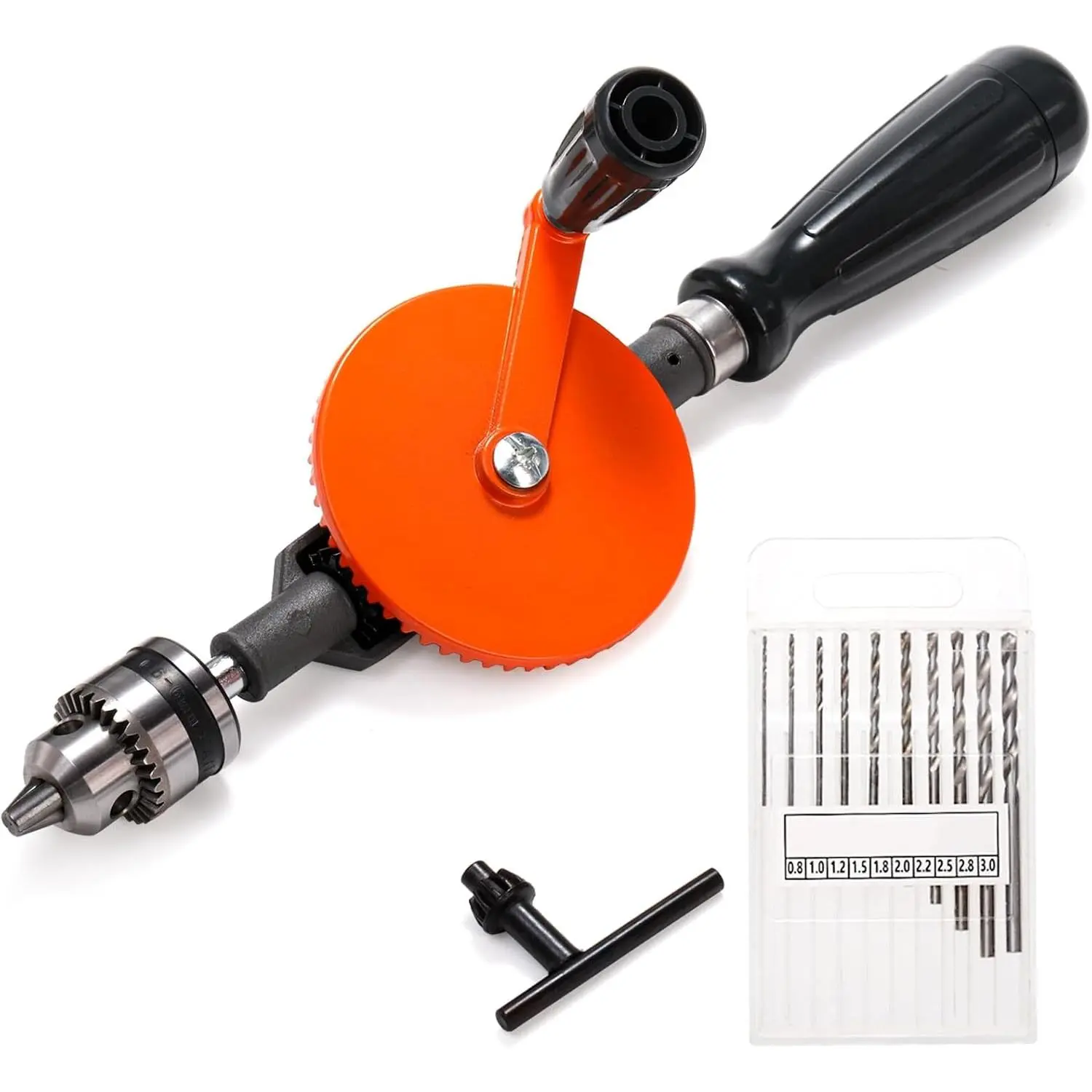 Manual Hand Drill 1/4-Inch Capacity, Speedy Hand Drill Set with 10 count Drill Bits, Small Handheld Drills with Precision Drill Chucks for , Plastic, Model Making and DIY Drilling