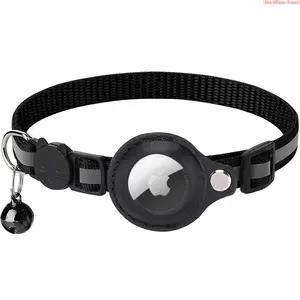 Breakaway Cat Collar With Silicone AirTag Holder, Adjustable Anti-Lost Pet Kitten Collar Compatible With Apple AirTag (AirTag Not Included)