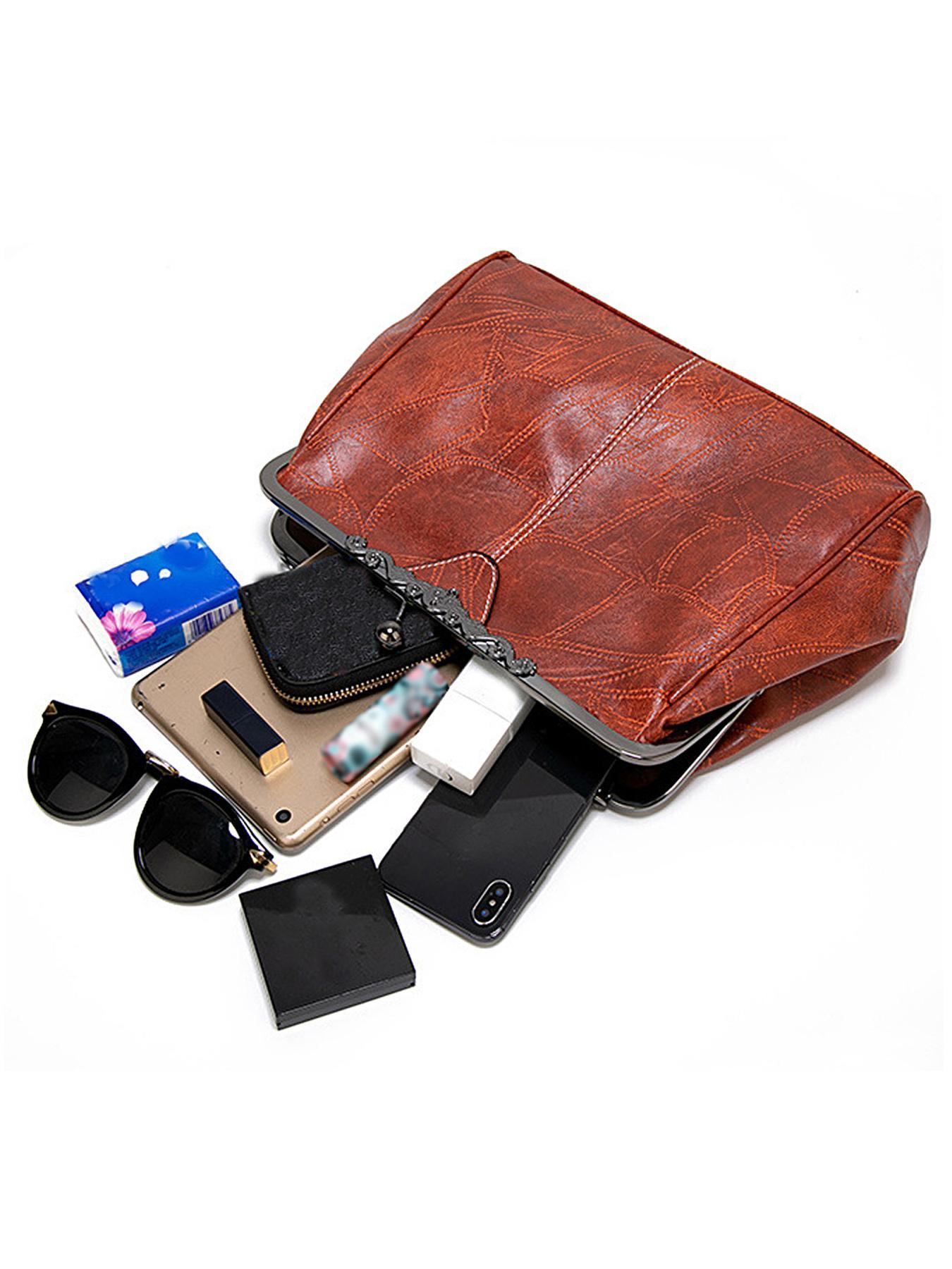 Women's Elegant PU Leather Handbag, Trendy Gorgeous Large Capacity, Chic Vintage Bag for Work & Daily Use, Crossbody Purses