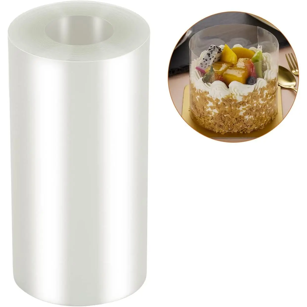 Transparent Acetate Cake Collars, Single Roll Multi-Size 4x394in (5.9 mil Thick) Peel Easy Acetate Sheets for Baking Surrounding & Decorating
