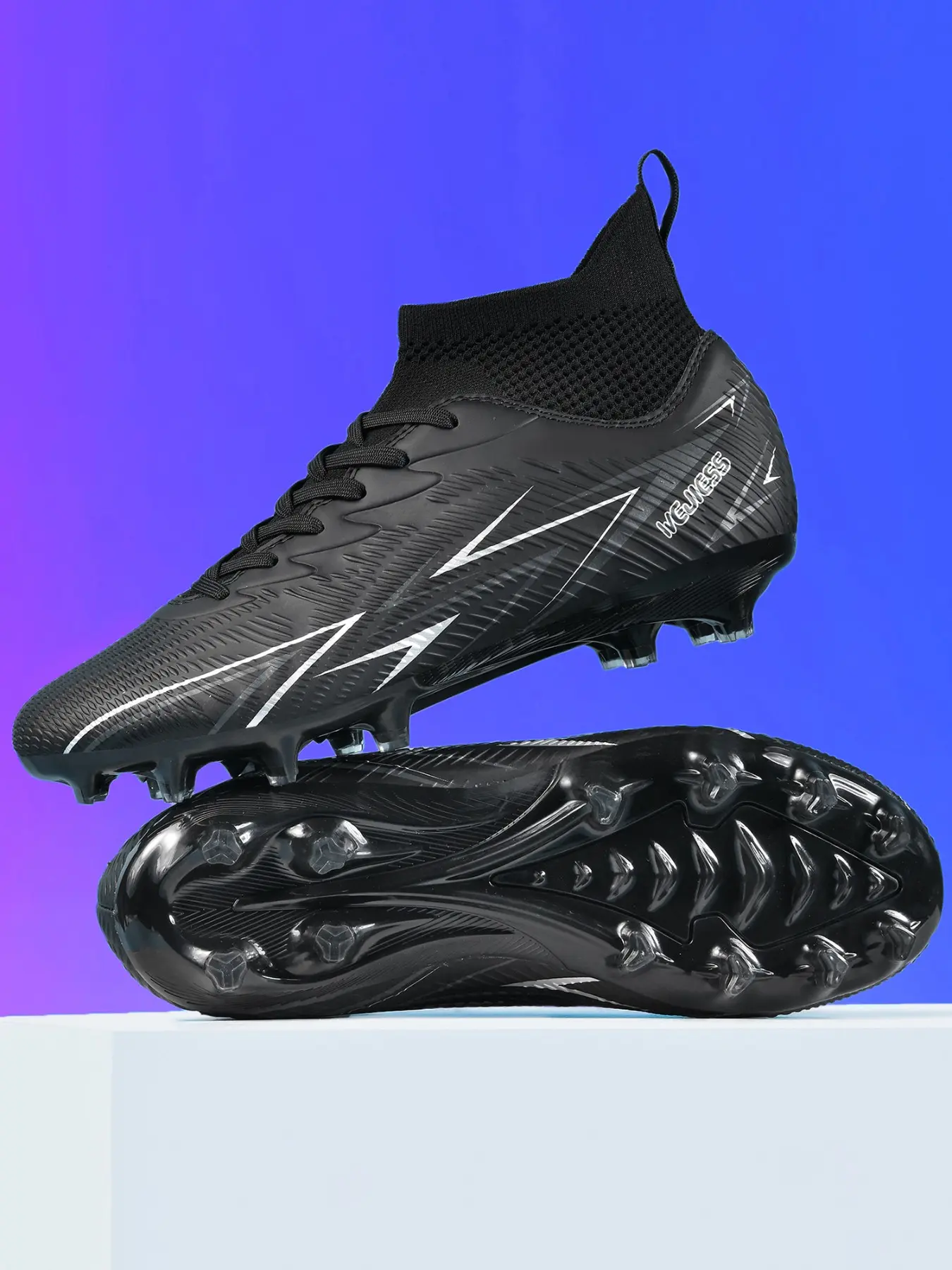 Professional Sports Football Shoes for Men and Women, Long Studs, PU Leather, Classic Laces, Anti-Collision Toe, 4 Colors, Sizes 35-45