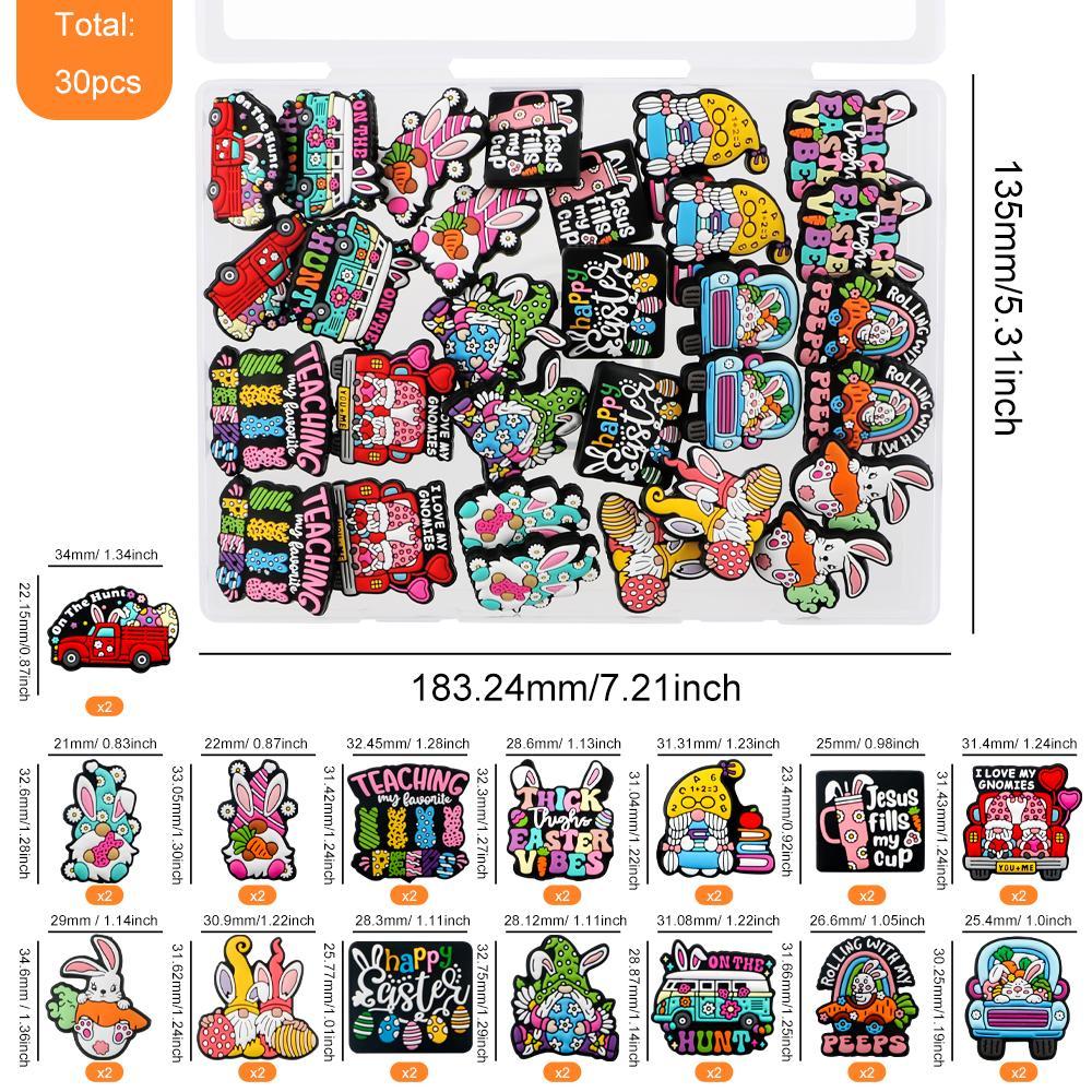 Silicone Beads Kit, 30pcs/box Colorful Beads, Beads Set, DIY Beading Kit for DIY Craft, Keychain Pendant, Jewelry Making Supplies,  Bead Assortment Charm Handmade Gifts, DIY Mix Beads