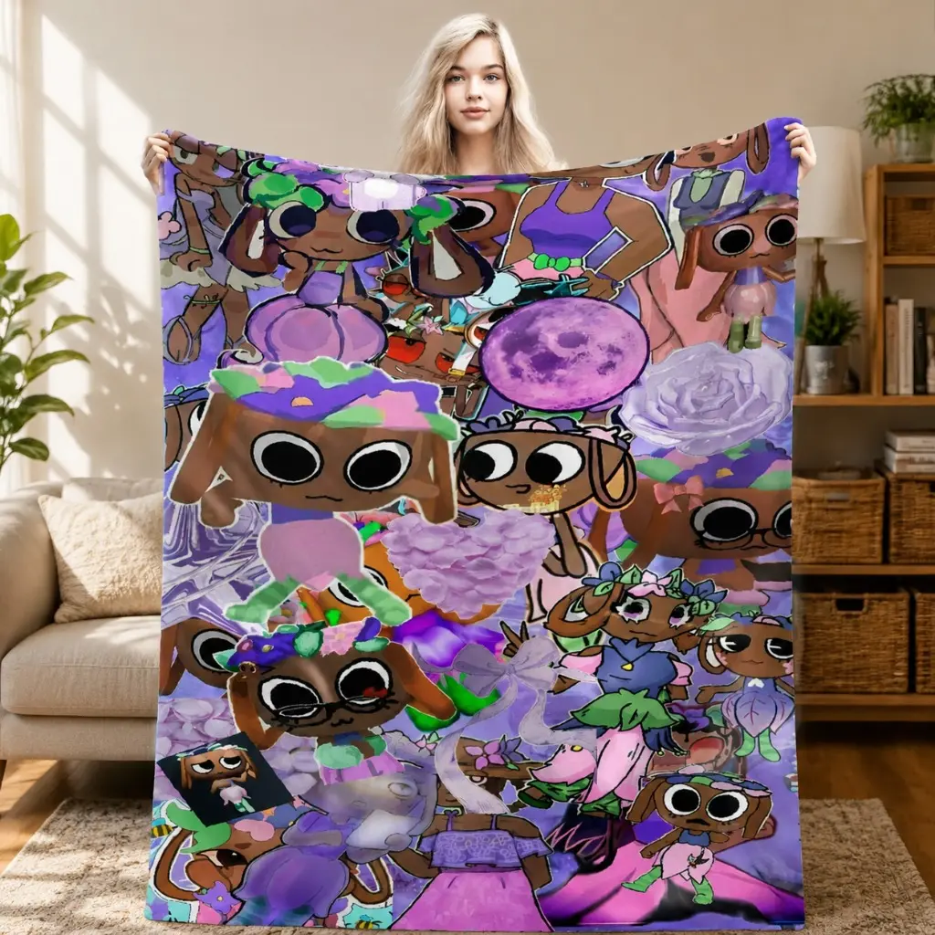 Bassie Dandys World Cartoon Collage Flannel Blanket, Ultra Soft Plush Throw for Sofa Bed Bedroom Camping Gift