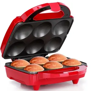 Non-Stick 6-Count Electric Cupcake Maker Machine – Bakes 6 Cupcakes, Muffins, Pizza Cups, Cinnamon Buns – Perfect for Gifts, Birthdays, Holidays, or Bake Sales, Red