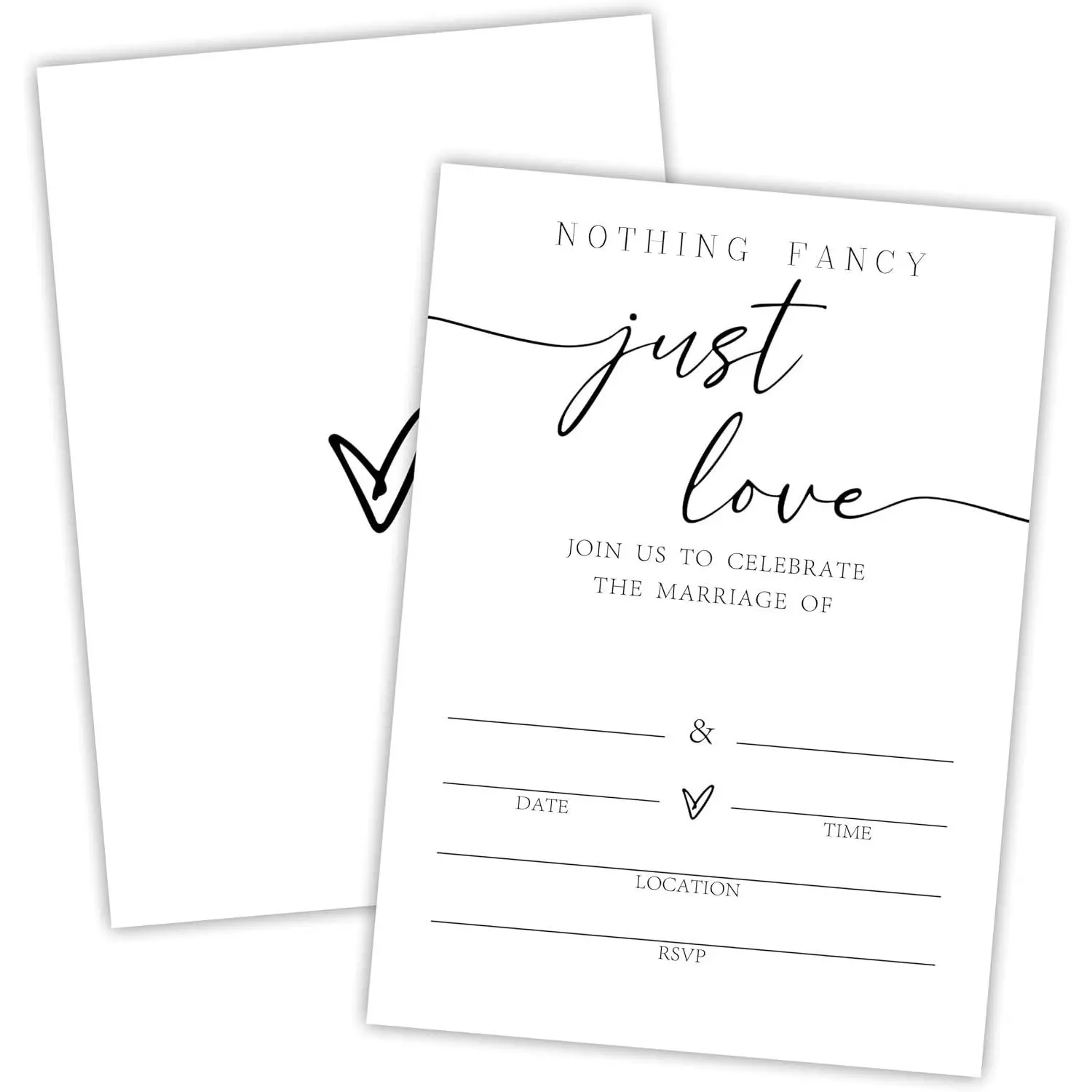 Wedding Invitations - Minimalism White - 25 Pcs Double Sided Wedding Invites With Envelopes For Mr & Mrs - Wedding Celebration,Wedding Shower,Newlyweds, Wedding Party Favor & Supplies - A01