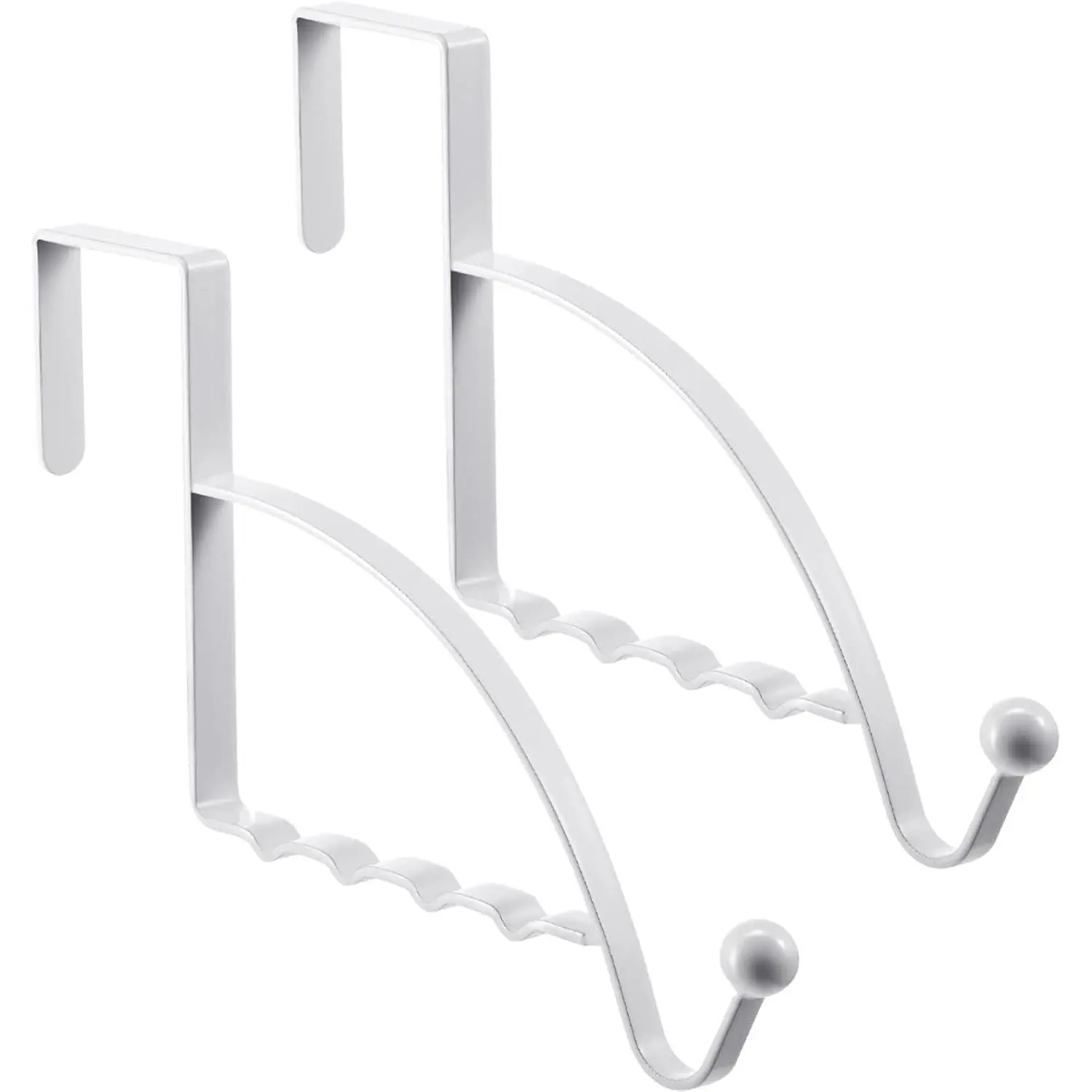 2 Pcs Over The Door Hooks Over Door Hanger Sturdy Valet Hooks Mounted Hanging Storage Organizer Rack for Clothes Coats Towels Hats Scarves Purses(White)