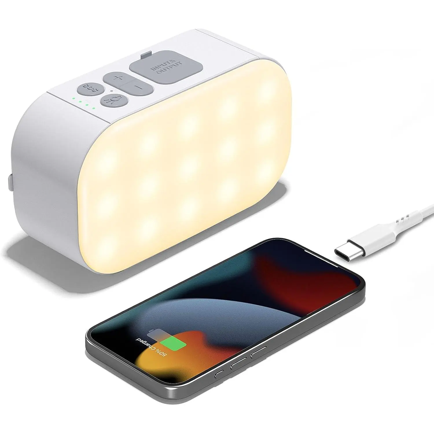 Camping light, 6400mAh LED rechargeable light, features 4 lighting modes, 1000 lumens tent light and hand-crank light, suitable for use during hurricanes, hiking, camping, emergencies, and power outages