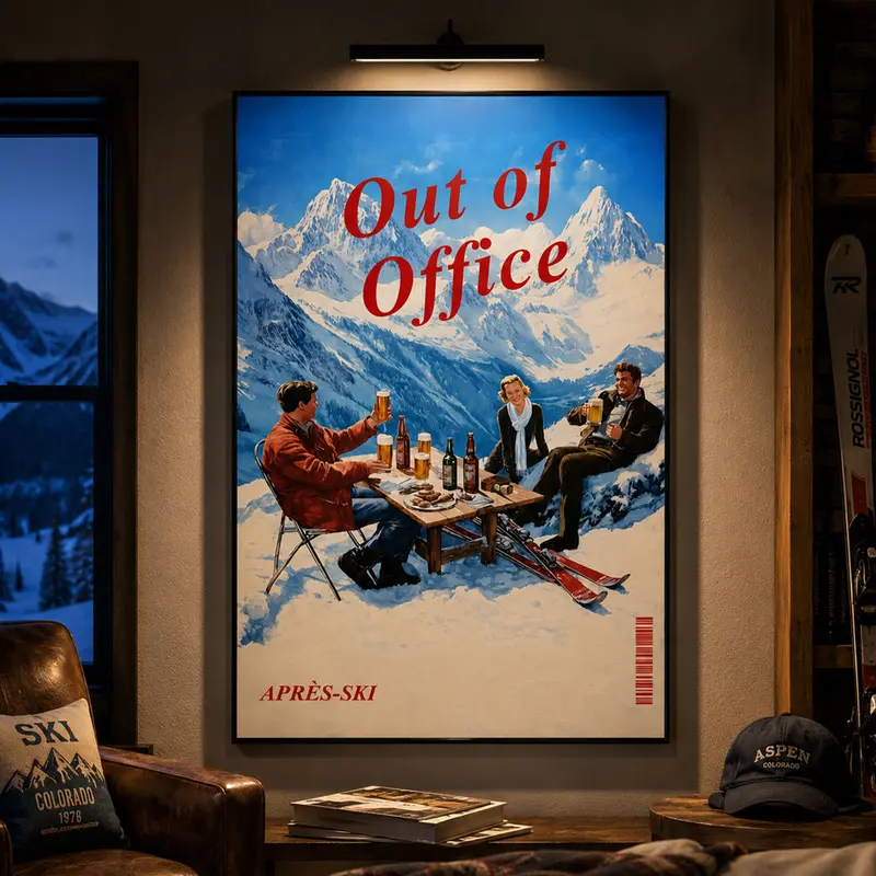 Vintage Apres Ski Print, Retro Apres Ski Wall Art, Vintage Bar Cart Print, Ski Poster, Mountain Ski Print, Winter Scene Ski Art Print, Cabin Decor, Lodge Wall Art, Winter Home Decor, Vintage Winter Wall Art, Ski Lodge Decor, Mountain Cabin Decor, Rustic W