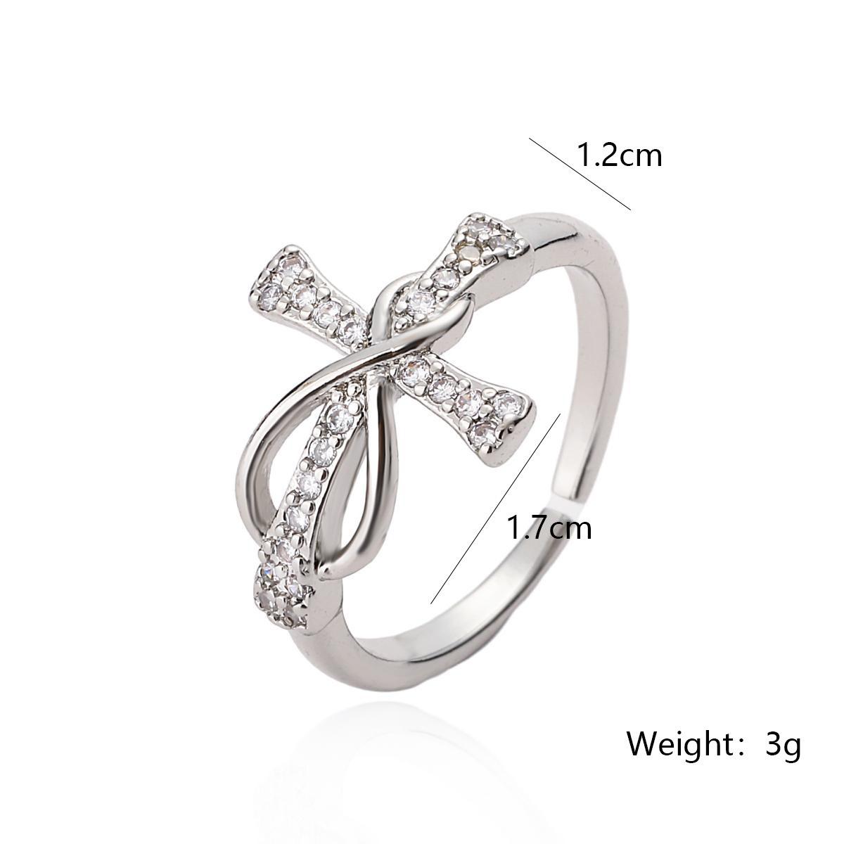 Zircon Cross Infinity Symbol Ring Couple Jewelry for Men and Women