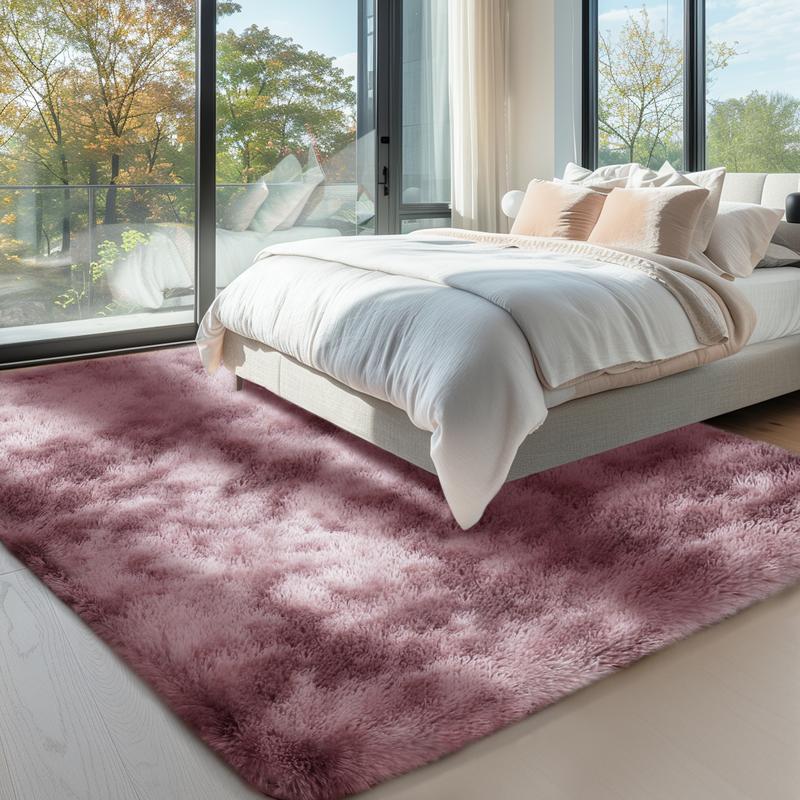 FAMVAL Large Size Plush Rugs Big Fluffy Area Rug Non-slip Soft Shaggy Carpet Mats for Livingroom Bedroom Nursery Home Decor Tie-dye Purple Christmas gifts