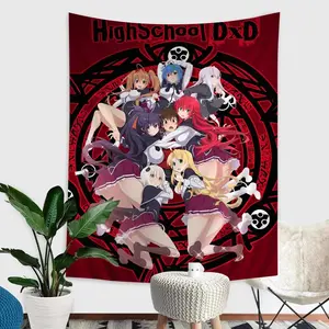 High School DxD Anime Tapestry Wall Hanging, Waifu Manga Tarot Hippie Banner, Otaku Girls Dorm Room Decor, Japanese Anime Club Wall Art Cloth