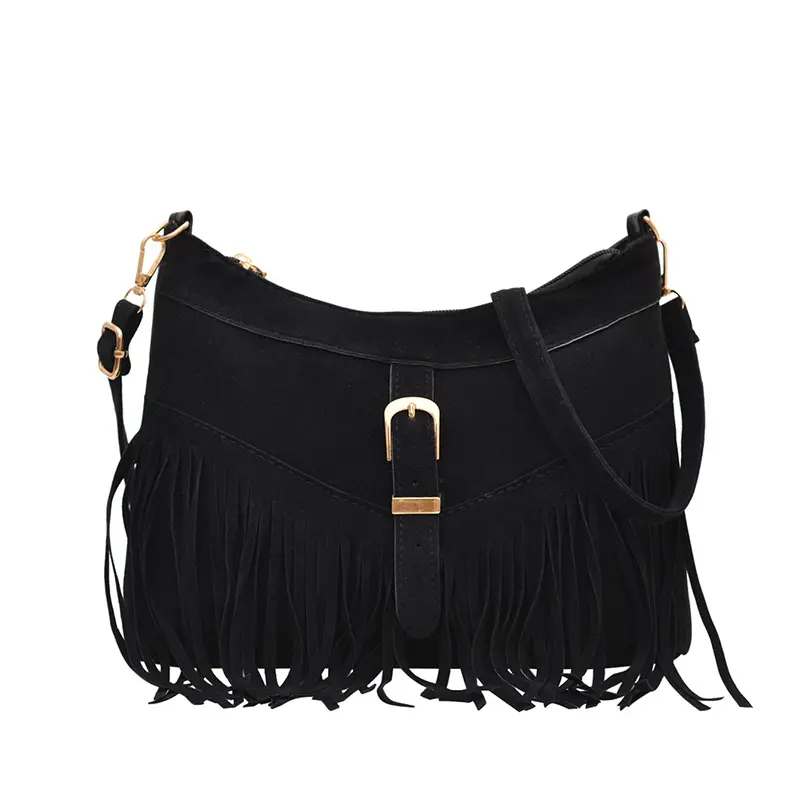 Women's Cozy Tassel PU Tote Bag, 2025 Street Chic Minimalist Medium Size Daily Use Bag with Zipper, Stitching Patchwork, Patches, Buckle Clasp & Crossbody Functionality (Brown, Black, Coffee)