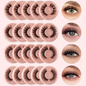 20 Pairs Fine Synthetic Fur False Eyelashes, Mixed Styles Dramatic Dense Curly Fluffy Strips, Eye Makeup Set Gift for Women