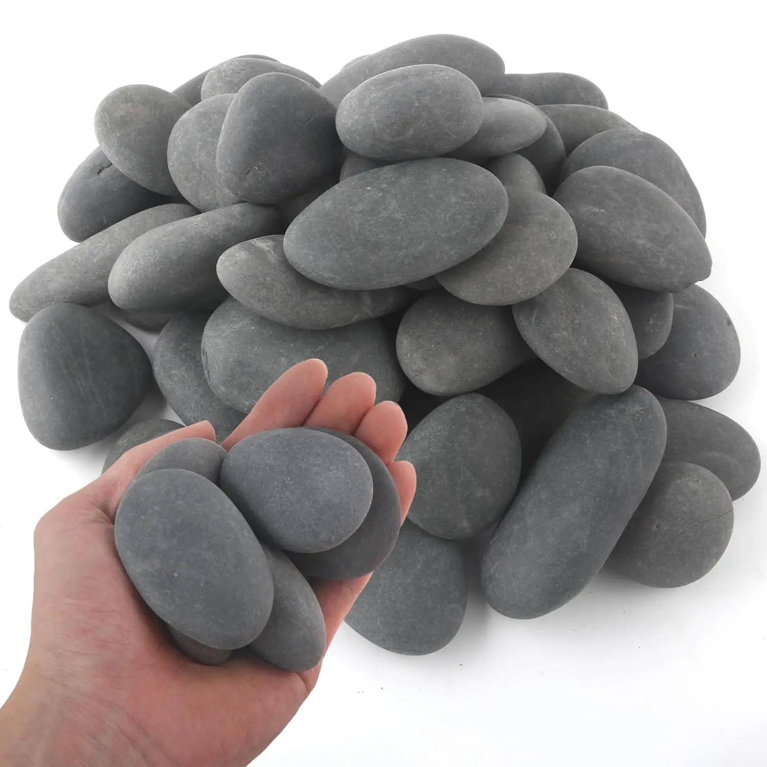 5 lbs  Mexican Beach , 1-2 Inch Large River Rocks for  and Landscaping, Decorative Stone for Fish  Aquarium Fountain Garden Paving Walkways Pathways Backyard, Grey