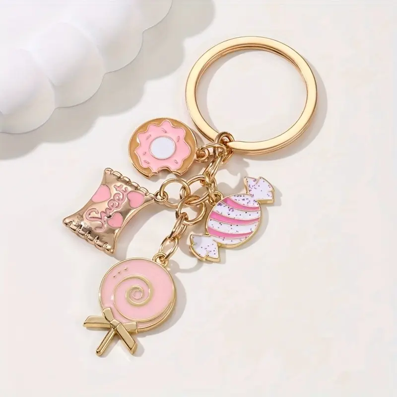 Cute Candy Donut Keychain, Sweet and Playful Car Bag Pendant Gift, Adorable Accessory for Daily Use, Perfect Present for Friends and Family