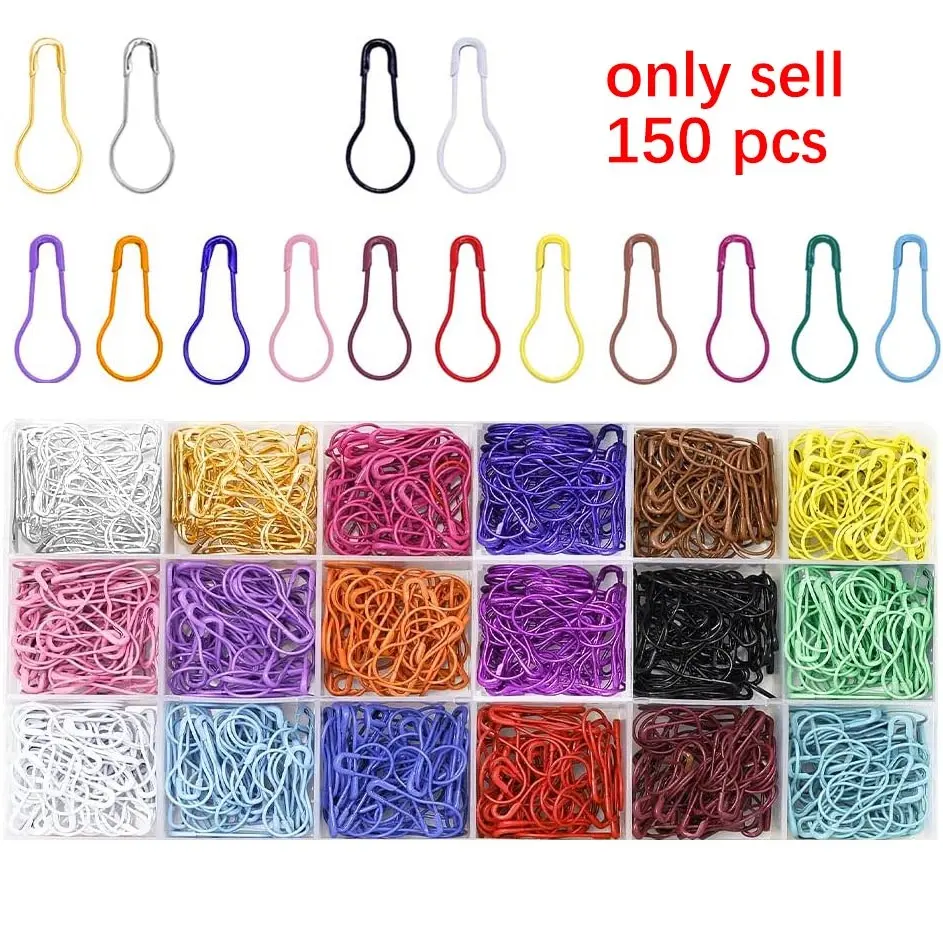 150pcs Safety Bulb Pins,10 Colors Calabash Crochet Stitch Markers, Metal Safety Pins for Knitting and DIY Project, Sewing Accessories and Supplies, Sewing Supplies Crafts, Sewing Tools, Crafting Sewing Tools, Sewing Products