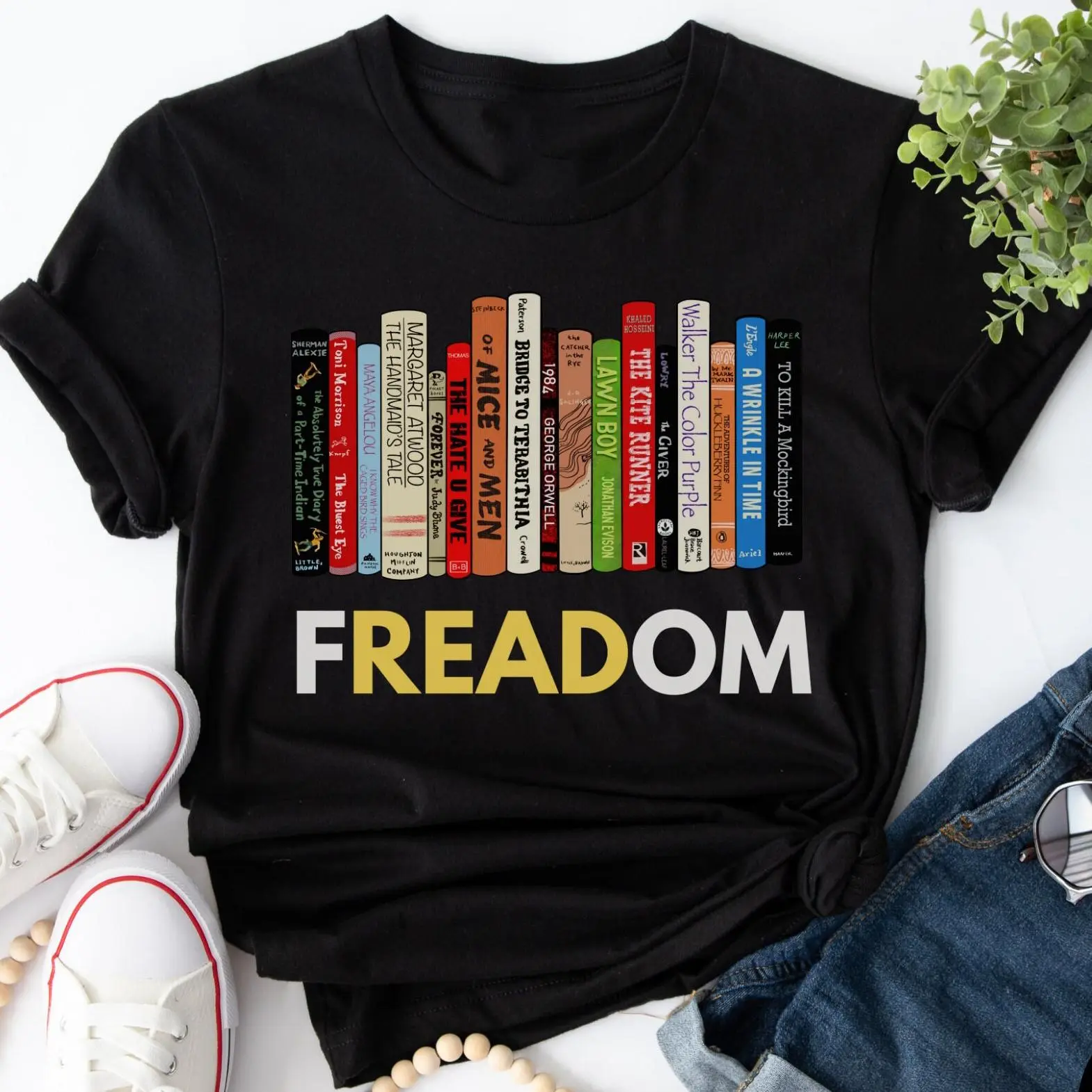 Banned Books Shirt, I'm With The Banned, Read Banned Books T-Shirt, Librarian Gift, Reading and Social Justice Shirts, Freadom Shirt for Women