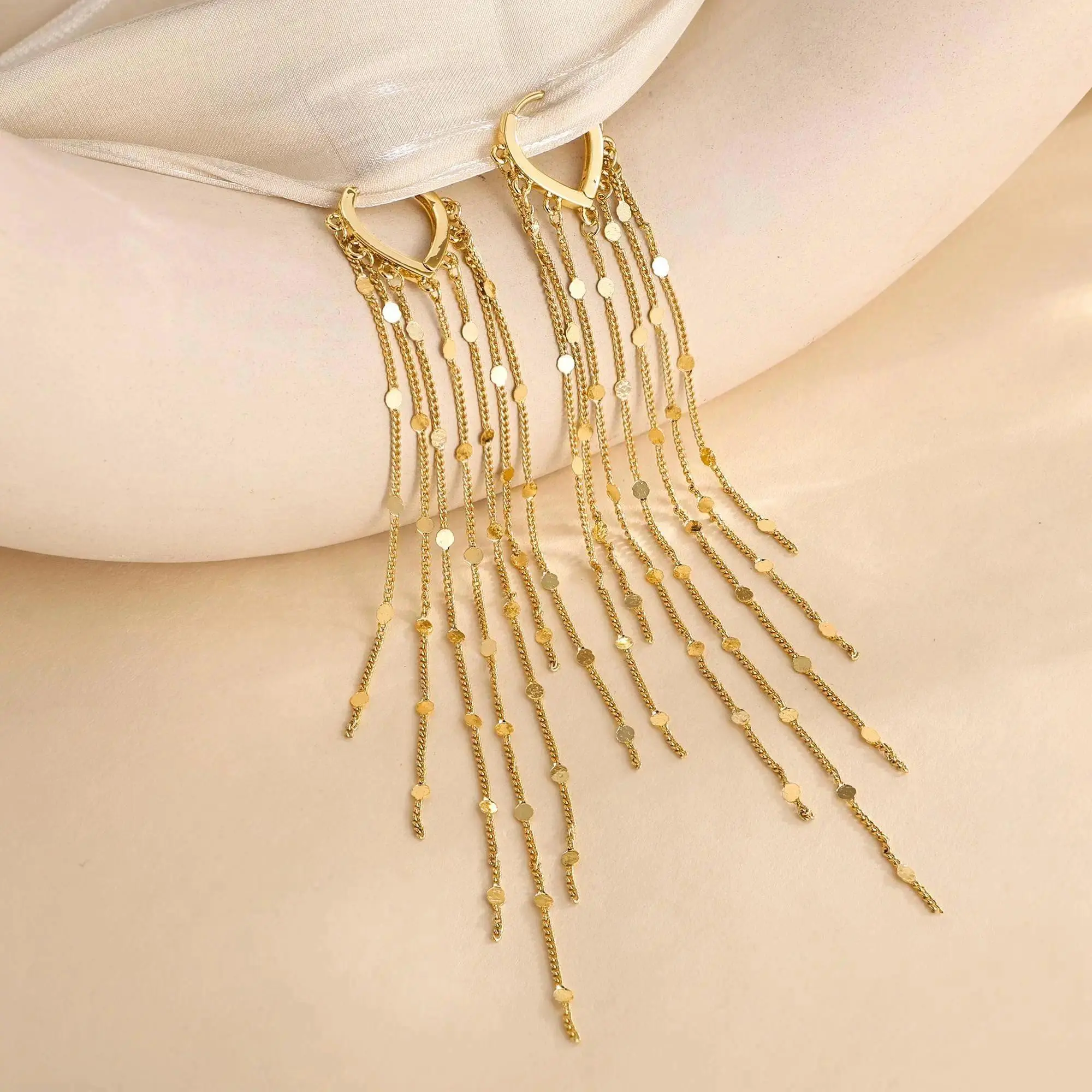 Tewiky 14K Gold Plated Long Tassel Earrings for Women,Chain Tassel Threader Earrings Trend Dangling,Trendy Hypoallergenic Bride Party Prom Jewelry and Women Gifts For Mother's Day gifts summerwins-LB