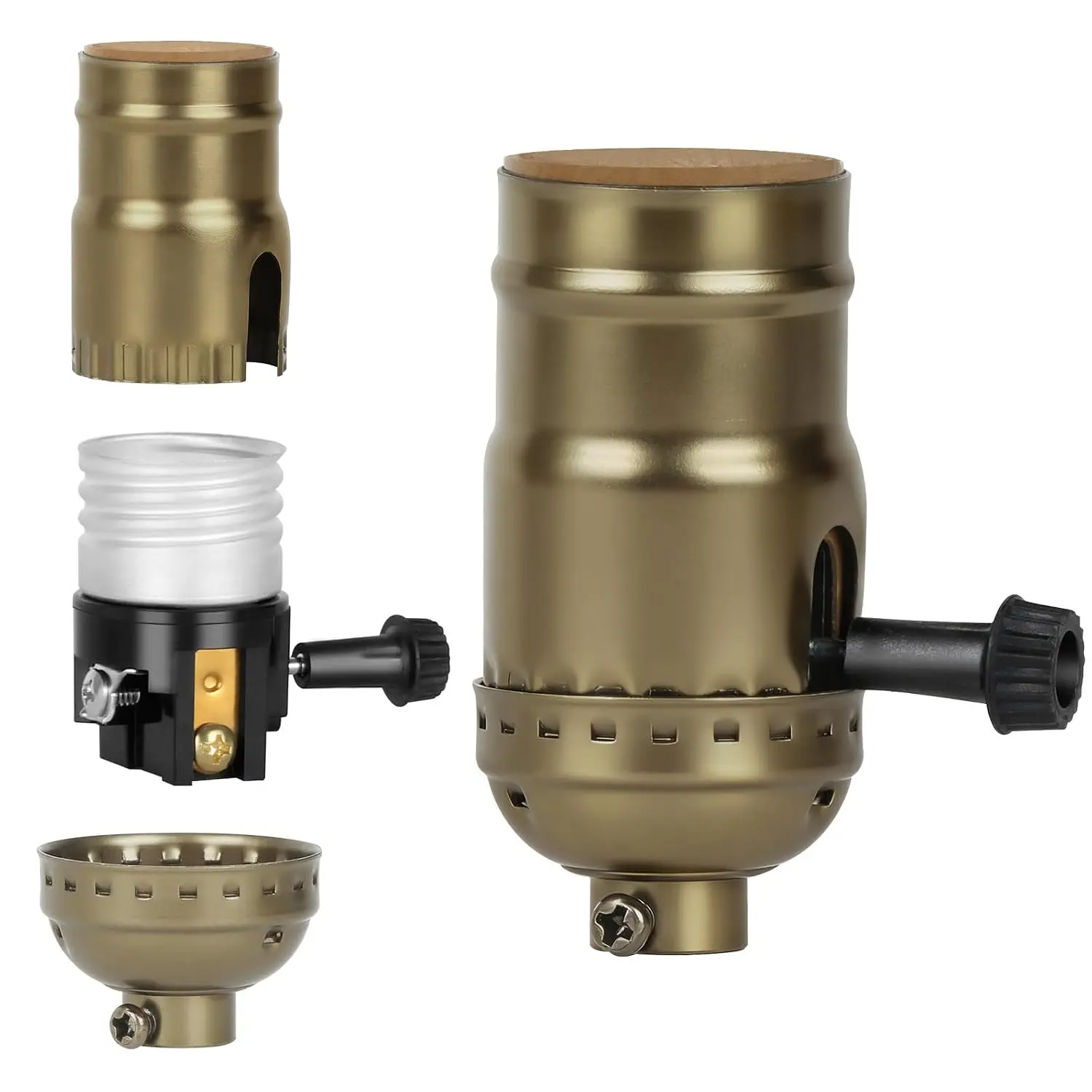 2-Way Lamp Socket , E26 UL Listed Turn Knob Socket | UL Listed E26  Socket With Turn Knob  for Reliable Lamp Repairs, DIY Projects &  Restoration