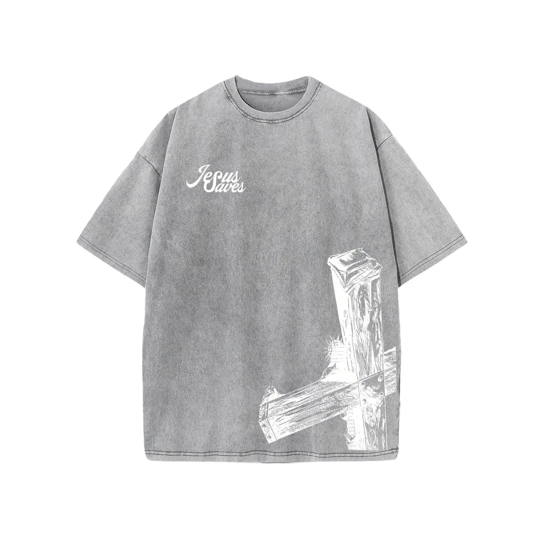 Jesus All Men'S Washed Casual Sports Style T-Shirt - Trendy Fashionable Street Style For Travel And Sports Wear