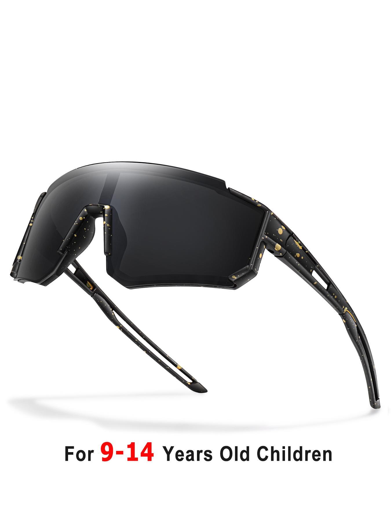 Youth Baseball Sunglasses Kids Outdoor Sports Glasses, Unisex Design, Mirrored Lens, Windproof, for Softball Cycling Hiking Fishing Travel Vacation Beach, Sports Eyewear