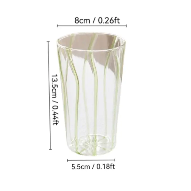 Style Colorful Line Sticker Water Cup, High Borosilicate Heat-Resistant Transparent Water Cup, Home Juice Cup, Cold Drink Cup