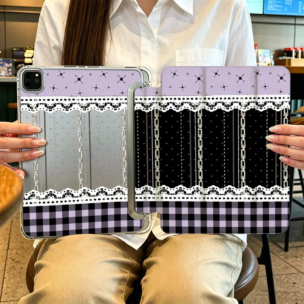 Gothic Lace Chain iPad Case， Aesthetic Grunge Style， iPad Case for iPad Pro 13 M4 2024 iPad Air6 M2 2024 iPad Pro 12.9 2022 iPad Pro 11 2022 iPad Air5 2022 iPad Mini6 2021， Elegant Gift