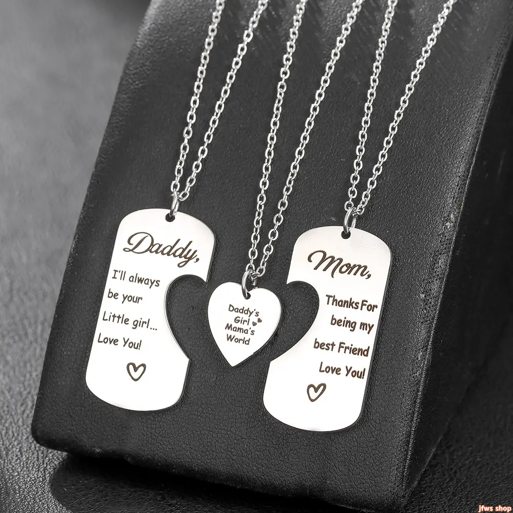 Unisex Necklace Set for Family, Stainless Steel Heart Puzzle Pendants with Interlocking Design, Bonding Jewelry Gift, Family Gift, Heart Shape homeessentials, Bonding Theme, Unisex Set