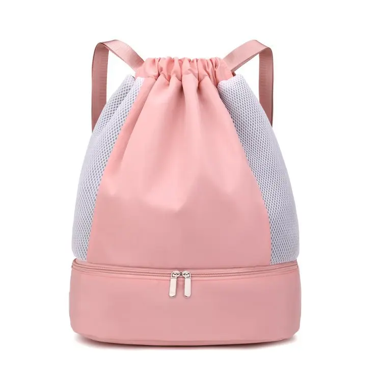 Unisex Waterproof Drawstring Backpack with Independent Shoe Pocket, Multi-Purpose Gym Sack Bag, Basketball Football Storage Bag for Travel, Sports, Daily Use for Men Women
