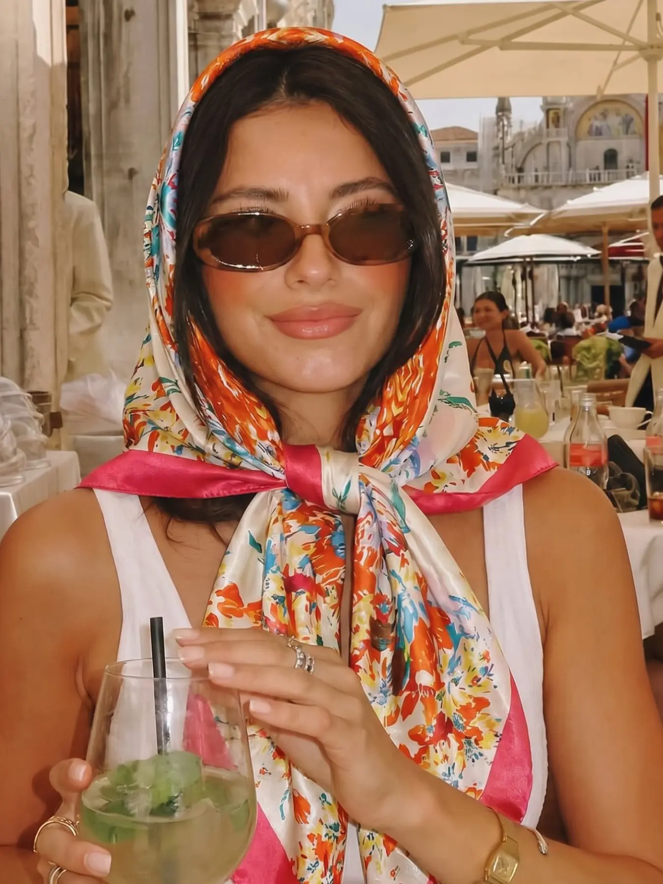 Boho Style Floral Chiffon Bandana, Unisex Summer Sun Protection Headscarf, Soft Breathable Fashion Accessory for Travel and Daily Use