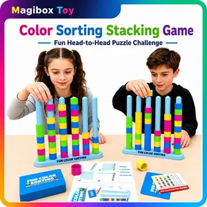Color Sorting Stacking Game, Montessori Educational Stem Learning Toy for Kids, Matching Logic Board Game, Family Fun Party Learning Toy
