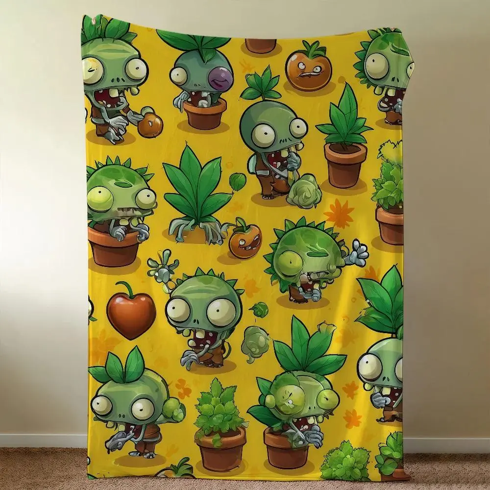 Plants vs Zombies Zombie Pattern Throw Blanket, Cozy Plush Flannel Fleece Polyester, Lightweight All-Seasons, Unisex Gamer Gift, Multi-Size for Couch & Bed (Sports & Outdoor Camping Hiking Sleeping Gear)