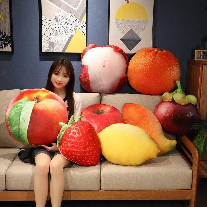 3D Simulation Fruit Vegetable Stuffed Plush PillowToys Creative Realistic Strawberry Durian Cushion Home Decor Kids Funny Gift