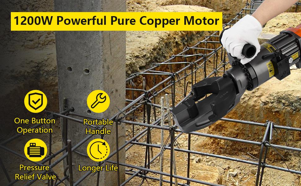 GARVEE Electric Hydraulic Rebar Bender Tool, 900W & 1200W, 110V, Handheld, Bends Rebar up to 7/8 Inch (22mm), Adjustable Angle 0-130°, with Precision Pressure Relief Valve for Professional Use