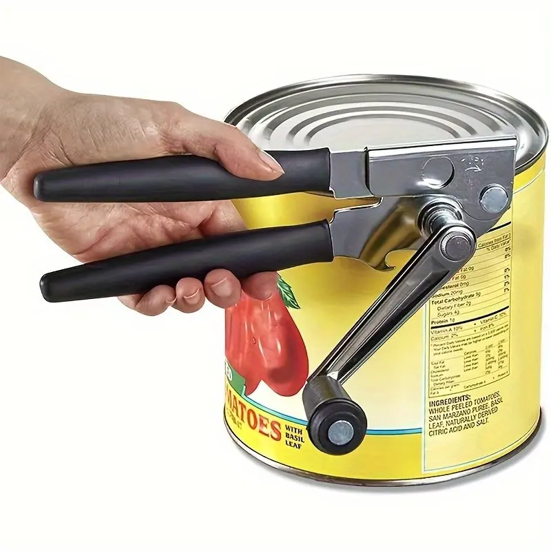 1pc Heavy-Duty Manual Can Opener with Extra Long Comfortable Handle & for large Knob - Heavy-Duty Metal Construction, Ergonomic Design for Large Cans, Kitchen, Camping, Picnics - Durable, Handy & Easy-to-use Can Opener, Sturdy Construction, Home Cooks